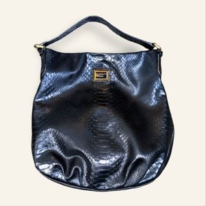 Marc by Marc Jacobs black faux snakeskin black hobo bag GUC gold hardware